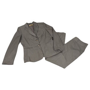 Alex Marie Sz 10 Suit Blazer Pants Trousers 2 PC Set Gray White Pinstripe Office